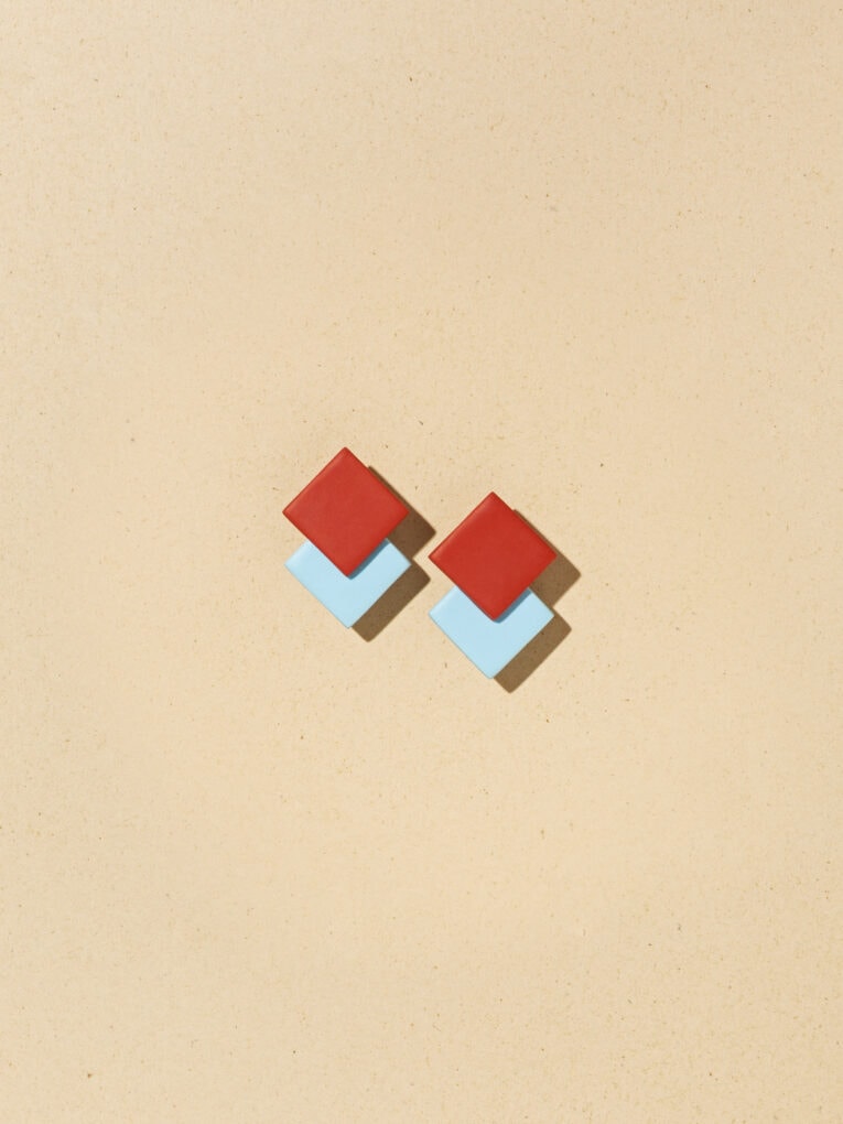 Tetris duo earrings | Red