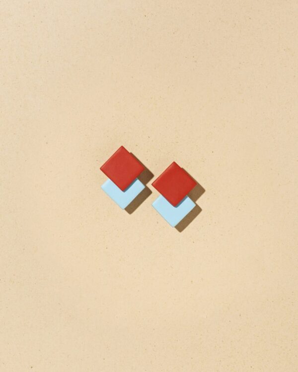 Tetris duo earrings | Red
