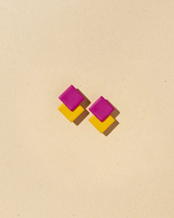 Tetris Duo earrings | Magenta