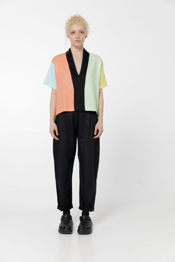 Shirt MIREIA 12 Blusa Tuxedo in Lino MEDIUM