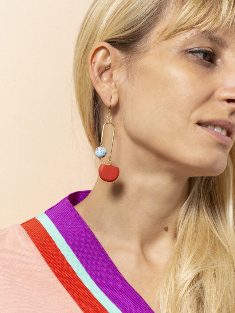 Arc Mono earrings | Sand 7 New Arc Terrazzo | Light Blue