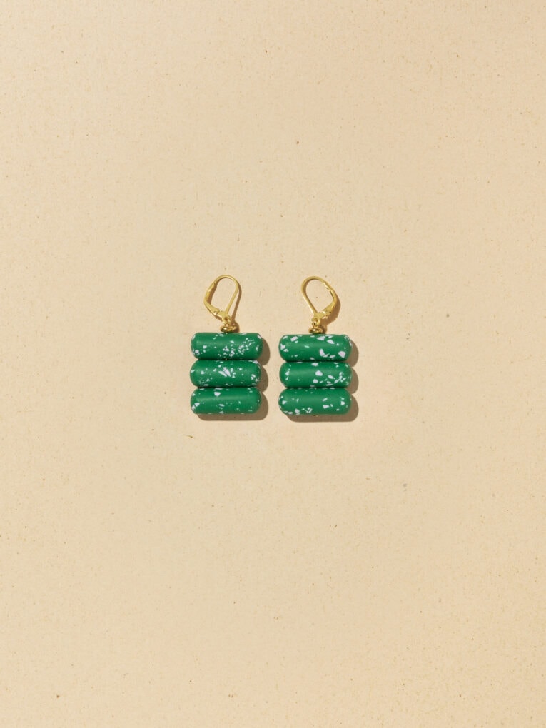 Arc Mono earrings | Sand 3 Big Sur Terrazzo earrings | Green