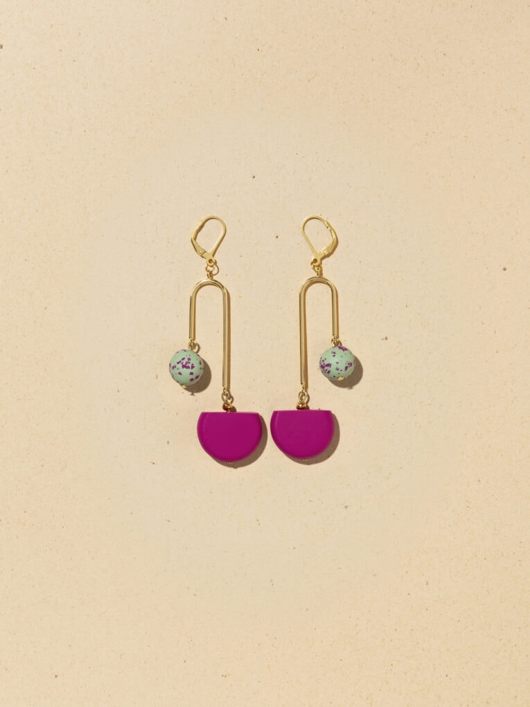 Arc Mono earrings | Sand 9 Arc Terrazzo | Green