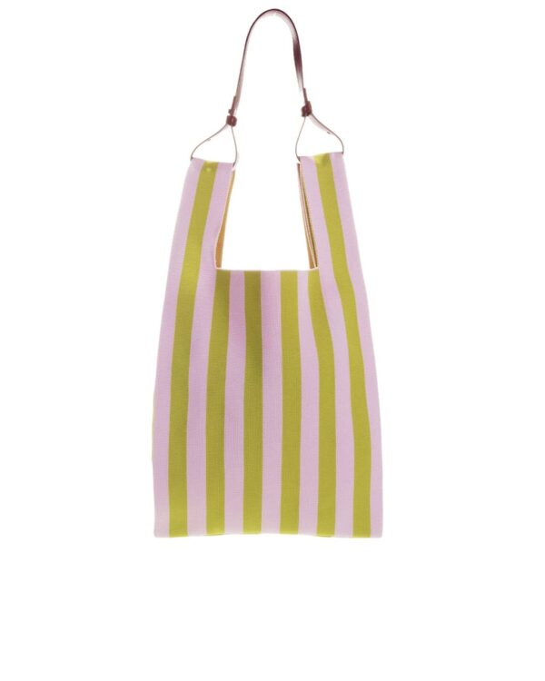 Shopping bag a maglia • rosa e verde