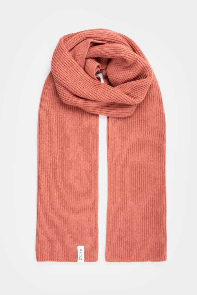 Bum Bag Drive & Red Alert SMALL 7 Recycled Cashmere Scarf | Grapefruit Pink