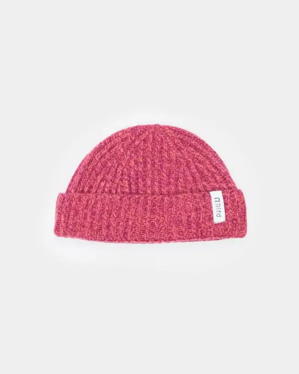 Recycled Cashmere Fisherman Beanie | Beetroot Pink
