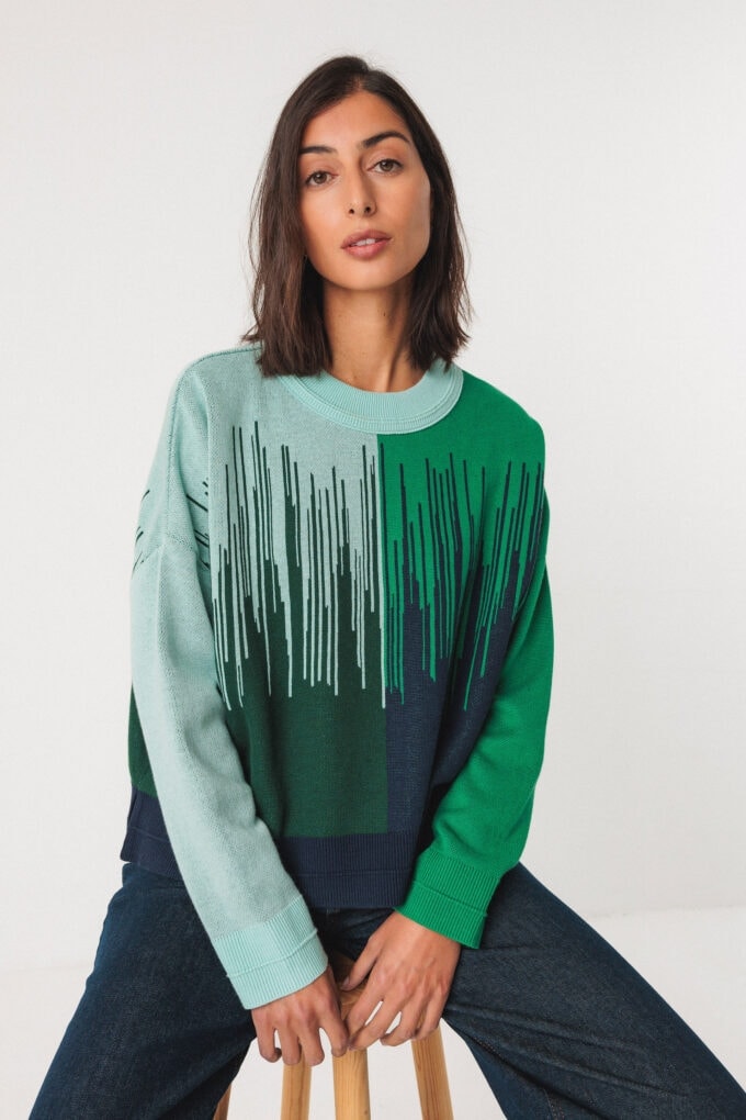 HEBE DRESS 5 ISMENE GOTS SWEATER | GREEN