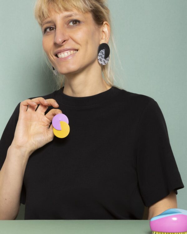 HUG BAUHAUS EARRINGS - LILAC/MUSTARD