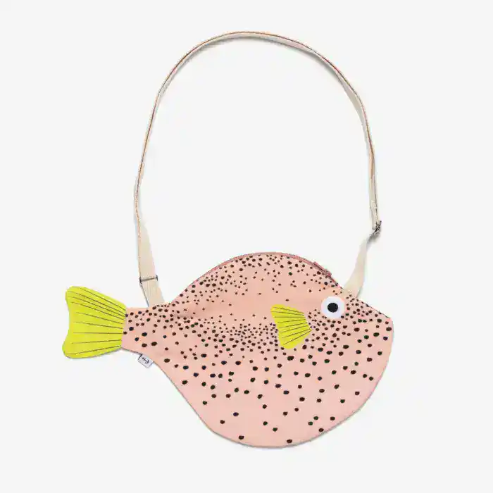 Mini candy bag | Poke cream and red 2 Pink Pufferfish Bag | Small