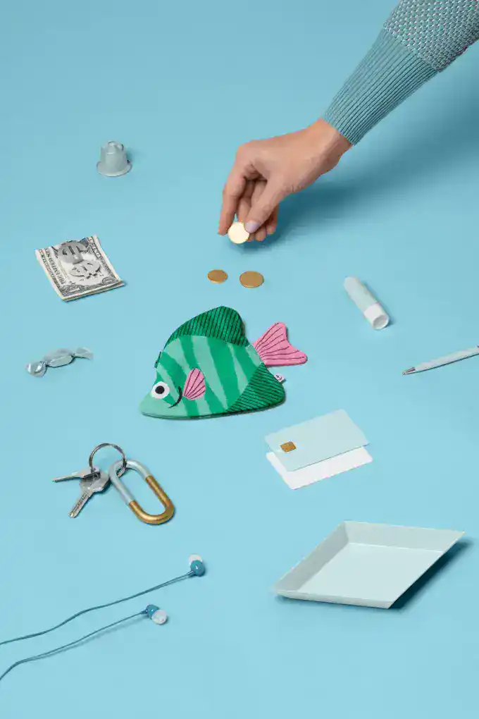 Mini candy bag | Poke cream and red 8 Moonyfish Green Purse